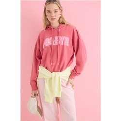 Sudadera capucha felpa algodón rosa