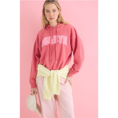 Sudadera capucha felpa algodón rosa