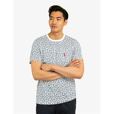 FLORAL PRINTED CREW NECK T-SHIRT WITH POCKET
