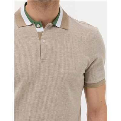 Beyaz Slim Fit Dokulu Polo Yaka Tişört