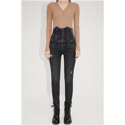 Vaquero skinny fit de tiro alto Negro