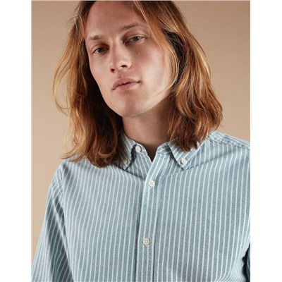 Striped Oxford Shirt, Men, Green