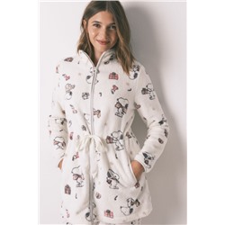 Bata corta polar blanco estampado Snoopy
