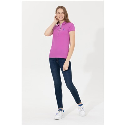 Kadın Menekşe Basic Polo Yaka Tişört