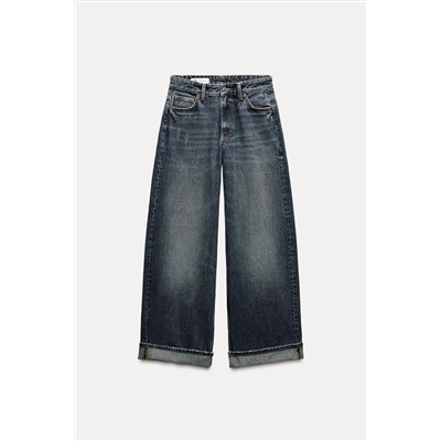RELAXED FIT FOLD-UP LOW-RISE JEANS