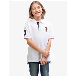 BOYS MULTI COLOR LOGO SOLID PIQUE POLO SHIRT