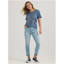 WOMEN'S MOON BOX GRAPHIC TEE IN VINTAGE INDIGO