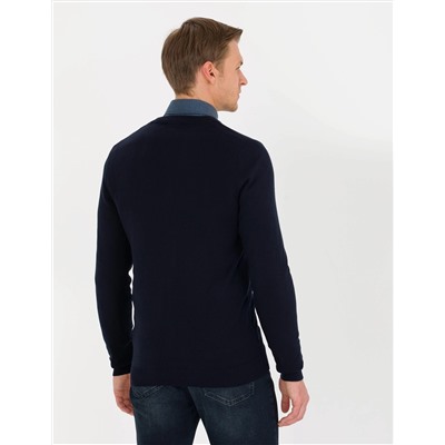 Lacivert Slim Fit Basic Triko Hırka