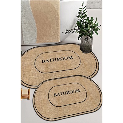 Decomia Home Dijital Kaymaz Yıkanabilir Jüt Görünümlü Bath Modern Banyo Klozet Takımı DC-8055