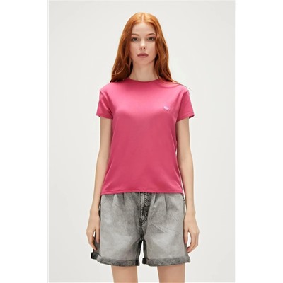Bad Bear, Violet O-neck T-shirt Pudra Pembe Basic Kadın Tişört