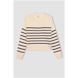 Defacto Kız Çocuk Regular Fit Bisiklet Yaka Kazak B1702A823WN