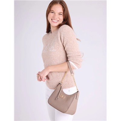 CREW NECK EMBROIDERED TIPPED SWEATER