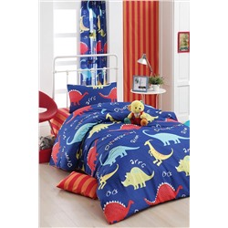 Ev & Ev Home Kolay Ütülenir Nevresim Takımı Tek Kişilik Dinazorus Mavi Ep-021335