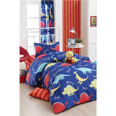 Ev & Ev Home Kolay Ütülenir Nevresim Takımı Tek Kişilik Dinazorus Mavi Ep-021335