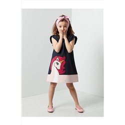 Denokids Kız Çocuk Lacivert Unique Elbise CFF-19Y1-057
