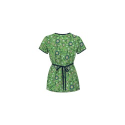 UA Spring Time Gecko Mock Wrap Print Scrub Top