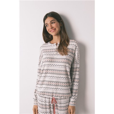 Pijama largo punto cálido suave cenfas multicolor