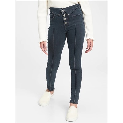 Kids High Rise Collar Jeggings with Max Stretch