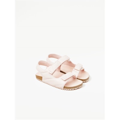 QUILTED SANDALS WITH HOOK-AND-LOOP STRAP.
