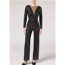 Flare Overall aus Paillettengewebe