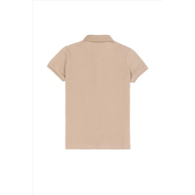 Kız Çocuk Haki Basic Polo Yaka Tişört