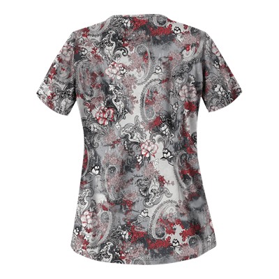 UA Vintage Paisley Poppy Print Scrub Top