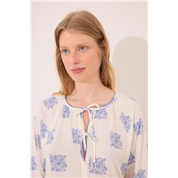 Camisón corto "maternity" blanco estampado boho
