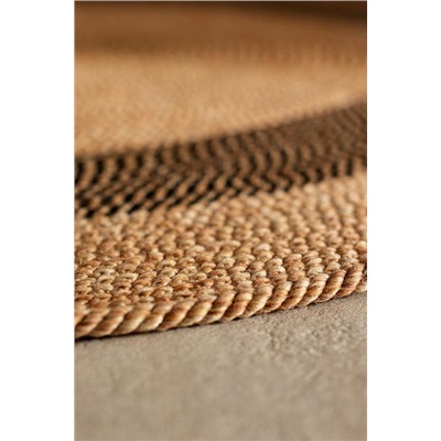 Alsace Yuvarlak Kilim - Naturel/Siyah - 120 cm