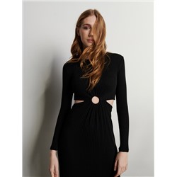 Strickkleid mit Gestreifter Struktur