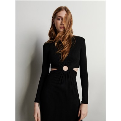 Strickkleid mit Gestreifter Struktur