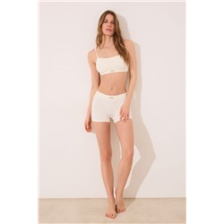 Top canalé seamless blanco