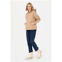 Kadın Kum Kapüşonlu Sweatshirt