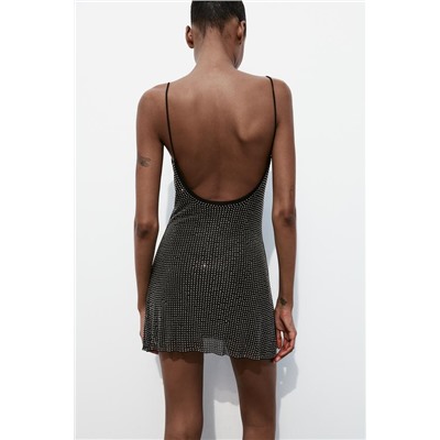 FEW ITEMS LEFT SHORT TULLE DRESS WITH RHINESTONES