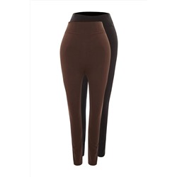 Trendyol Curve Siyah-Kahverengi 2'li Paket Örme Tayt TBBSS22TA0057
