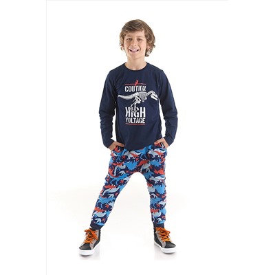 Mushi High Voltage Erkek Çocuk Lacivert T-shirt Kamuflaj Pantolon Takım MS-22S1-096