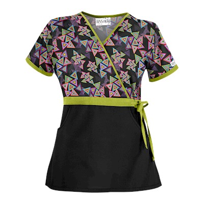 UA Right Angle Black Mock Wrap Scrub Top