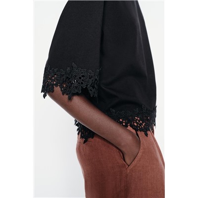 LACE COTTON T-SHIRT