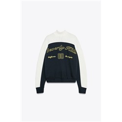 CONTRAST CHUNKY KNIT SWEATSHIRT