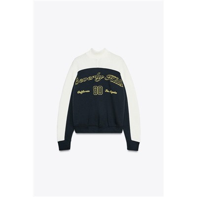 CONTRAST CHUNKY KNIT SWEATSHIRT