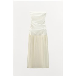CONTRAST STRAPLESS MIDI DRESS