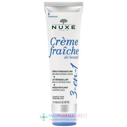 Nuxe Crème Fraîche de Beauté 3-en-1 - Crème Hydratante 48H + Lait Démaquillant + Masque Repulpant 100ml