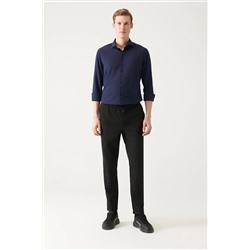 Avva Erkek Siyah Yandan Cepli Dokuma Bağcıklı Relaxed Fit Rahat Kesim Jogger Pantolon B003005