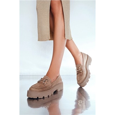 Derimod Kadın Süet Tokalı Maskulen Loafer 23WFE401210