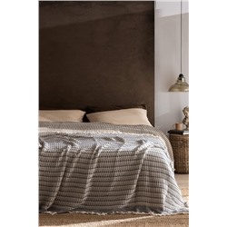 Bresdon Çift Kişilik %100 Pamuk Yatak Örtüsü - Kahve/Mavi