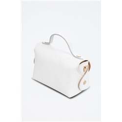 Bandolera de piel y madera Arzano - Blanco