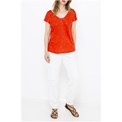 Camiseta de lino Rojo
