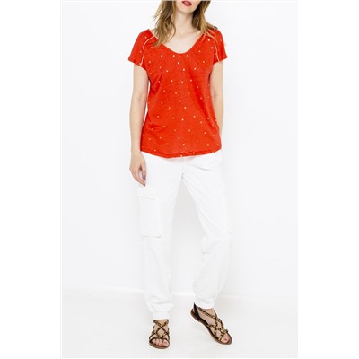 Camiseta de lino Rojo