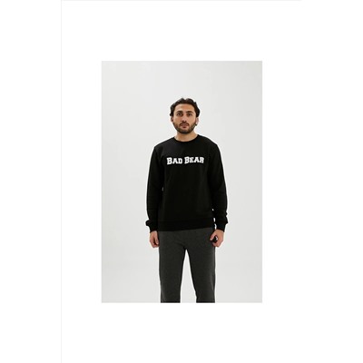 Bad Bear Player Erkek Siyah Baskılı Sweatshirt 210212005-NGT