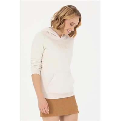 Kadın Taş Kapüşonlu Basic Sweatshirt
