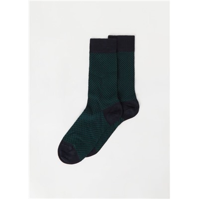 Kurze Herrensocken mit Cashmere und Rautenmuster